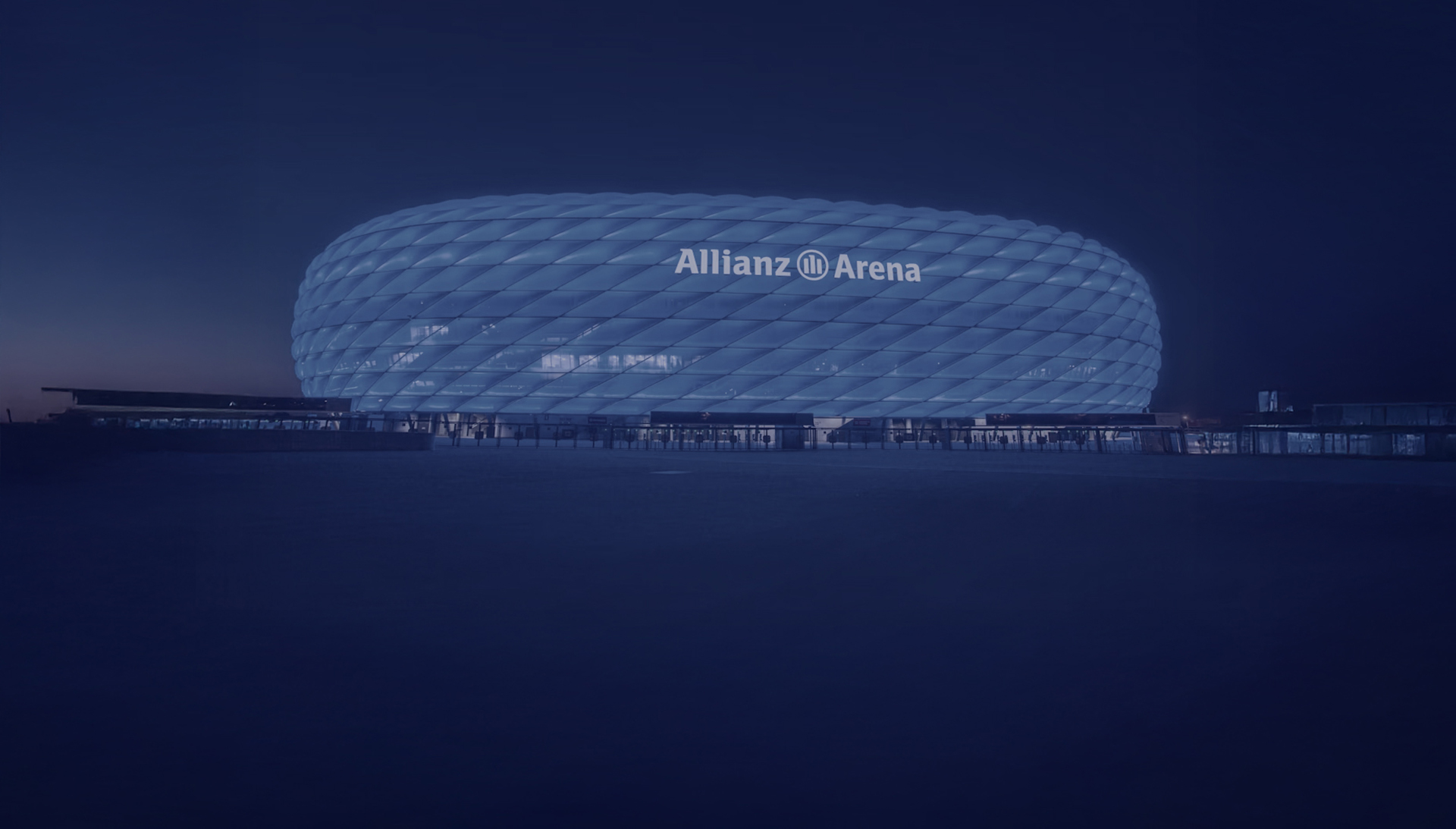 The soccer stadium "Allianz Arena" in blue colours